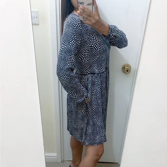 Hush Anouk Navy Star Mini Dress V Neck Long Sleeve Pockets - Picture 3 of 7